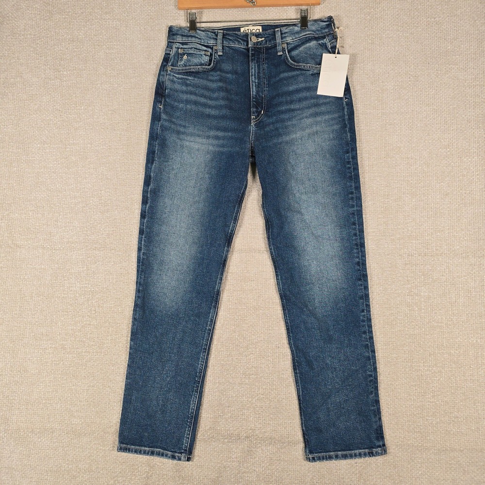 Etica Finn Slim Straight Jeans Marine Blue High Rise EW68145 Size 29 NEW